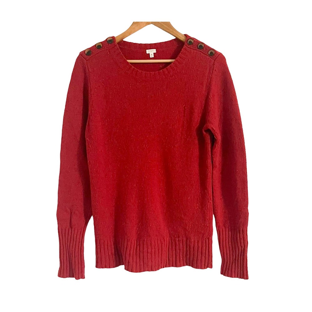 J Crew Women's Red Christmas pullover sweater wool blend, M